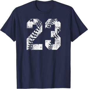 Vintage White Baseball Number 23 Jersey Player Uniform T-Shirt - T-Shirt | Navy