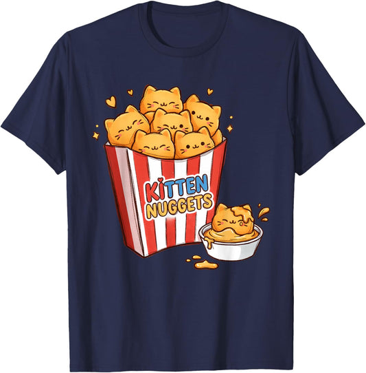 Kitten Nuggets Cat Lover Kitty Chicken Nuggets Fast Food T-Shirt - T-Shirt | Navy