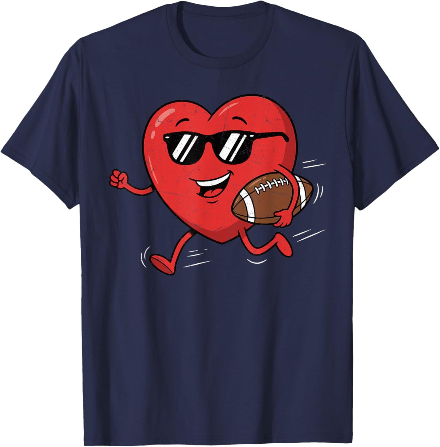 Football Heart Funny American Football Valentines Day Boys T-Shirt - T-Shirt | Navy
