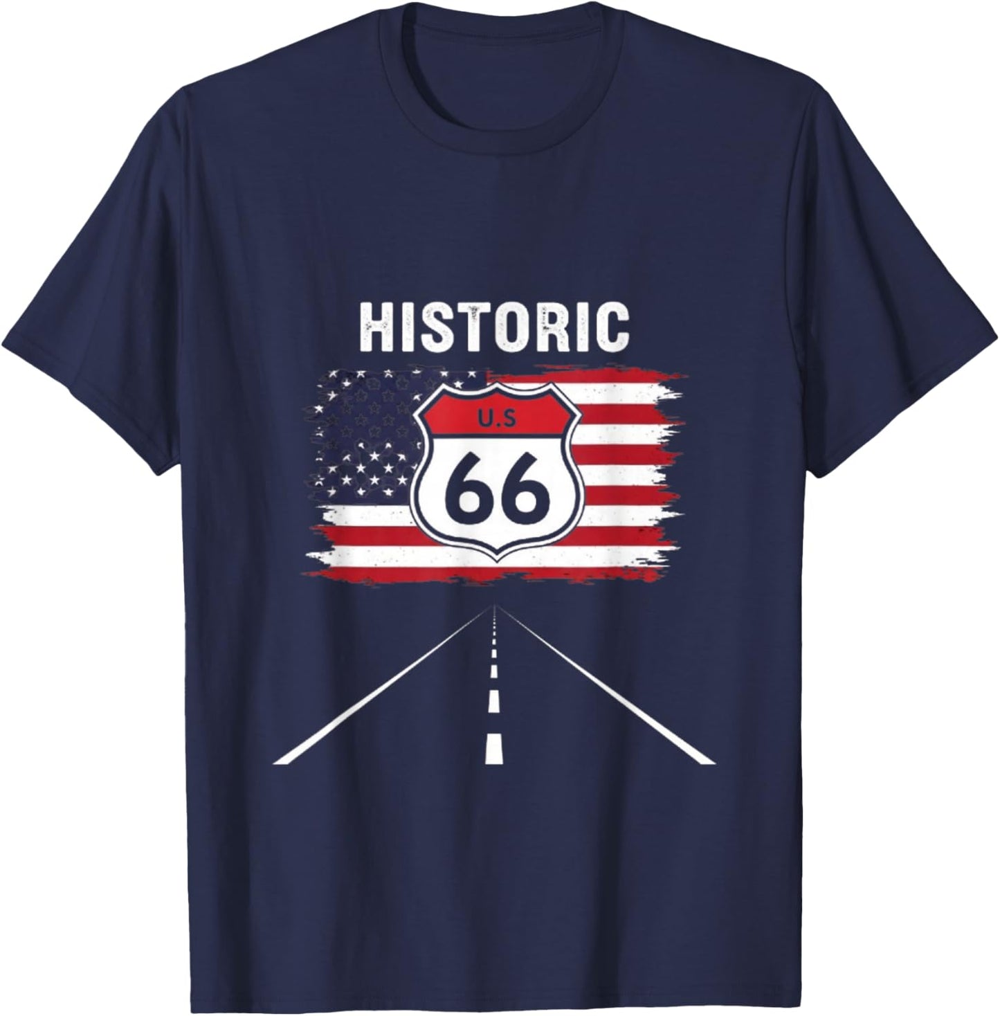 Historic U.S.A. 66 Highway Vintage America Road T-Shirt - T-Shirt | Navy