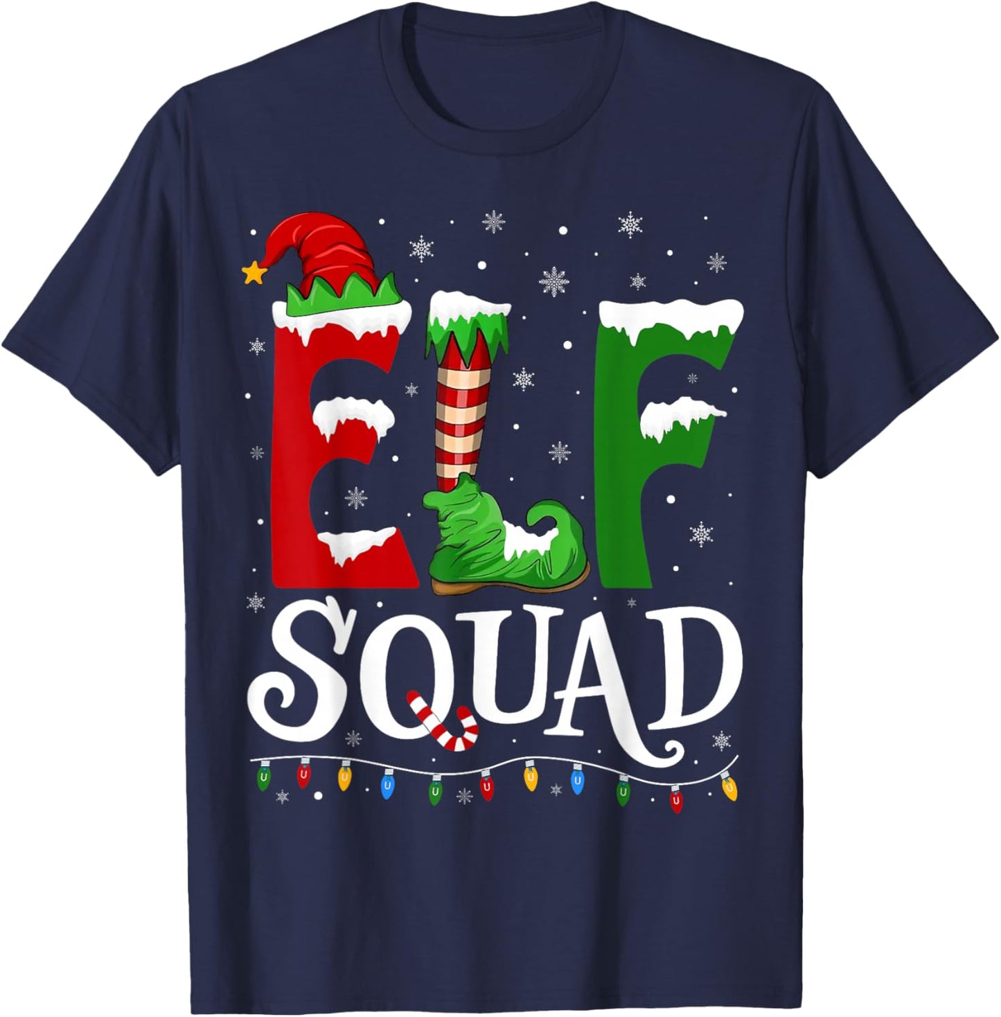 Elf Squad Funny Christmas Family Pajamas T-Shirt - T-Shirt | Navy