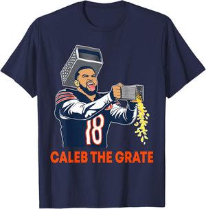 Caleb The Grate Game Day Football Cheese Grater Funny Meme T-Shirt - T-Shirt | Navy