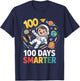 100 Days Smarter Space Astronaut 100 Day School Boys Kids T-Shirt - T-Shirt | Navy