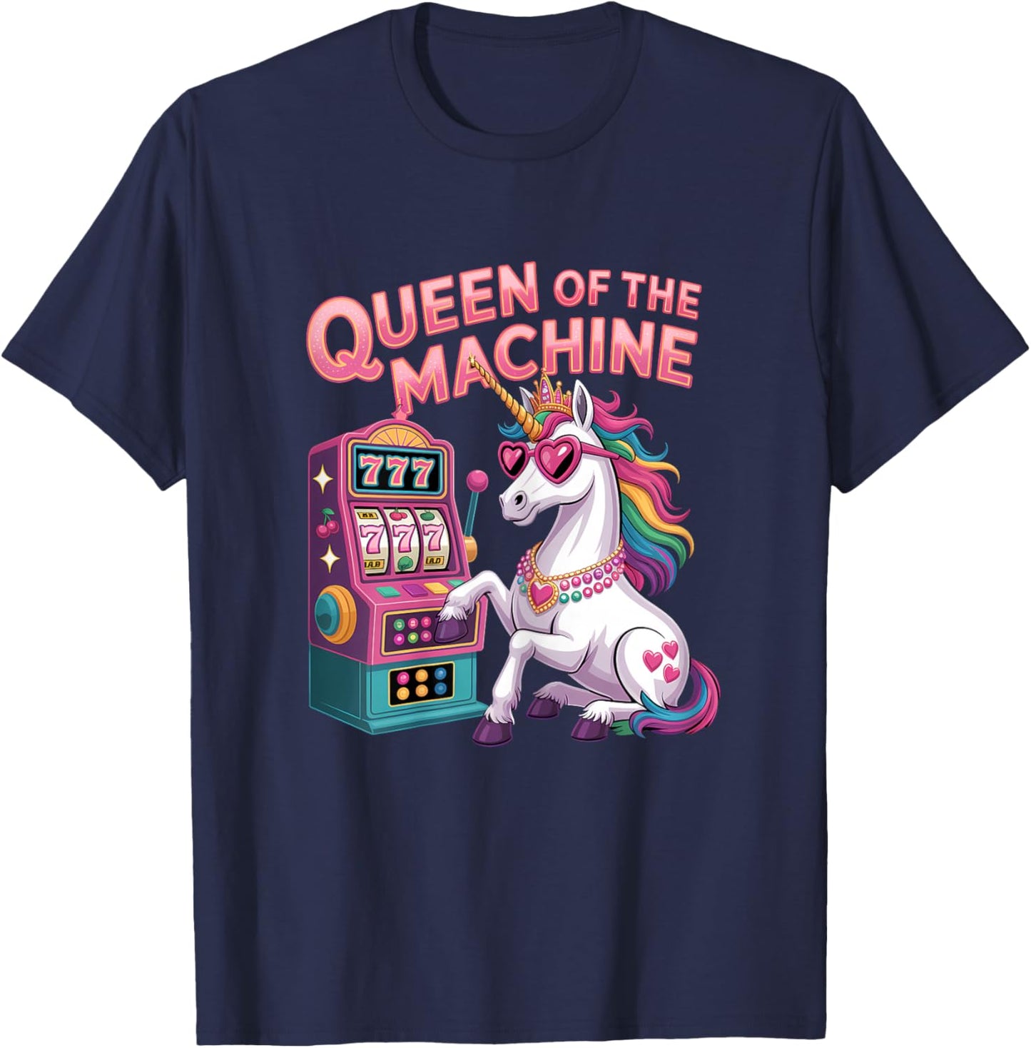 Cute Slot Machine Queen Casino Gambling Poker Player T-Shirt - T-Shirt | Navy