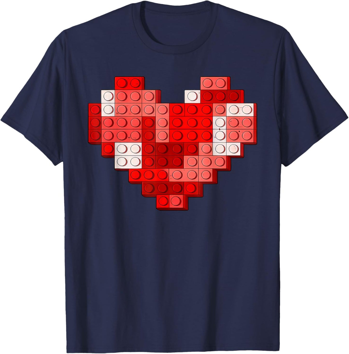 Valentines Day Heart Building Blocks Bricks Boys Kid Toddler T-Shirt - T-Shirt | Navy