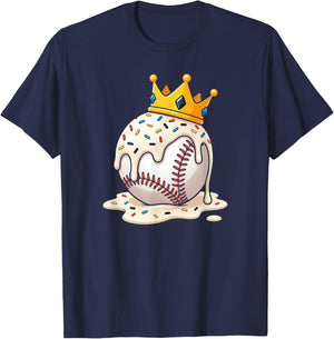 Baseball Drip Ice Cream Crown Melt Graphic T-Shirt - T-Shirt | Navy