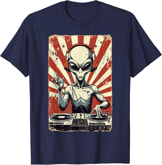 Alien EDM Electronic Music DJ Funny Space Area 51 Rave UFO T-Shirt - T-Shirt | Navy