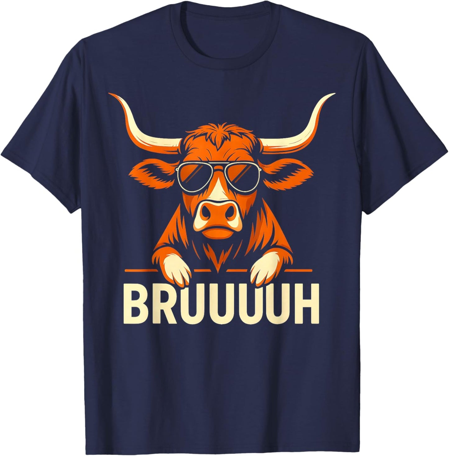 Vintage Retro Bruh Longhorn Meme Gift Women Kid T-Shirt - T-Shirt | Navy