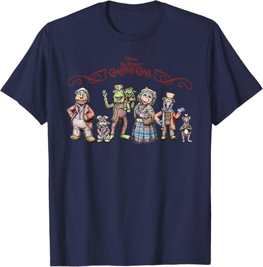 Disney The Muppet Christmas Carol Holiday Character Lineup T-Shirt - T-Shirt | Navy