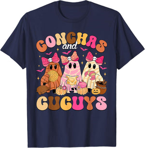 Cute Conchas and Cucuys Ghost Funny Mexican Halloween Ghost T-Shirt - T-Shirt | Navy