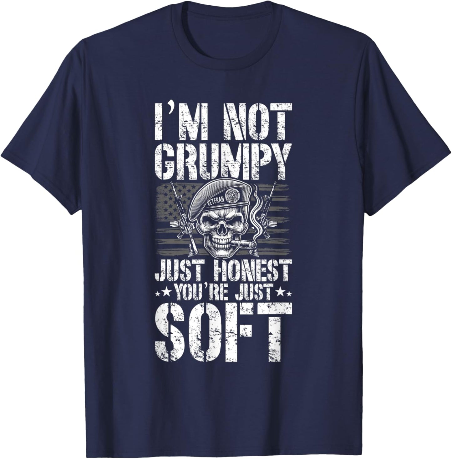 Grumpy Old Veteran us Flag Vet Disgruntled Veteran T-Shirt - T-Shirt | Navy