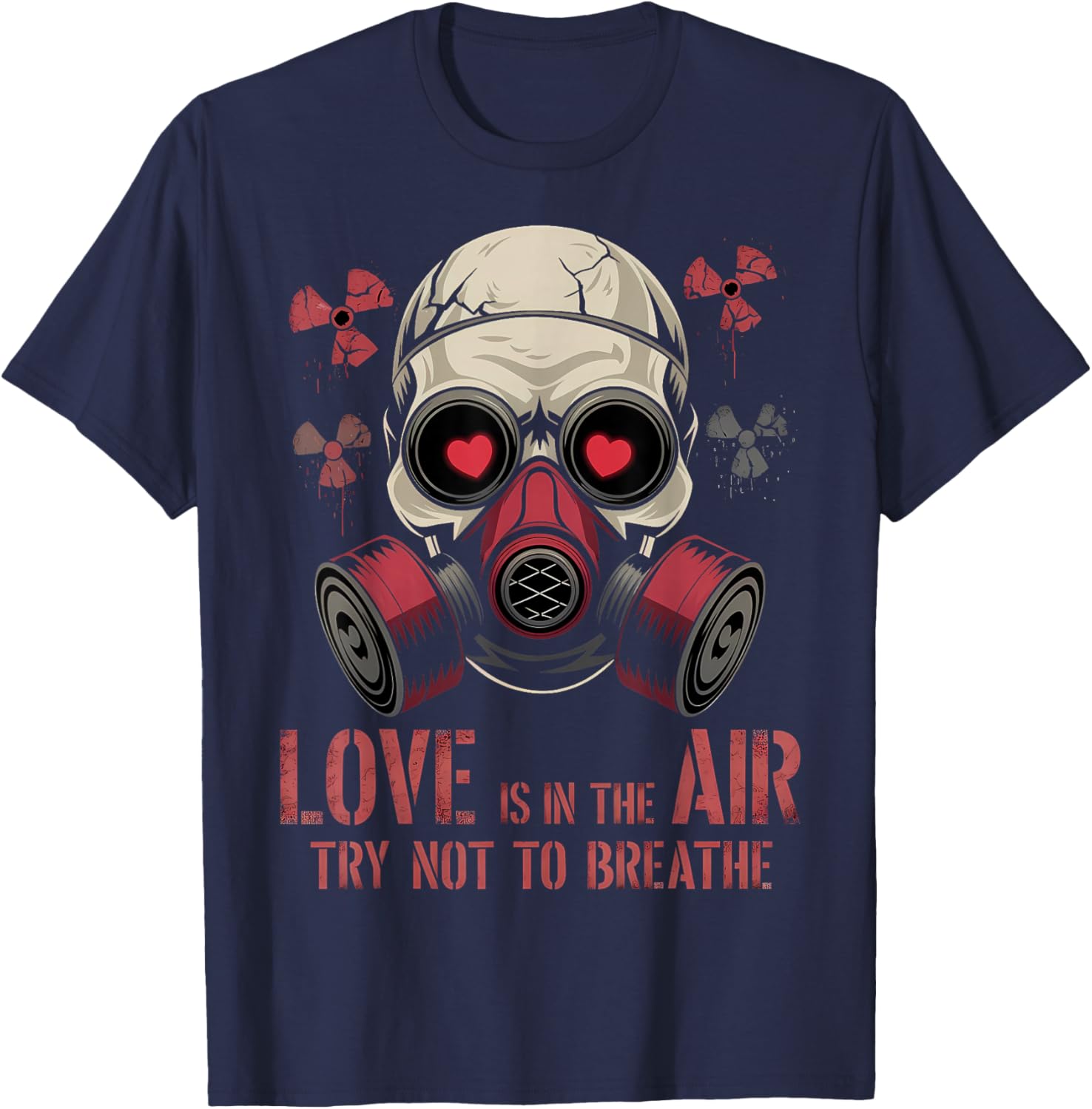 Valentine Skull Gas Mask Love Aesthetic T-Shirt - T-Shirt | Navy