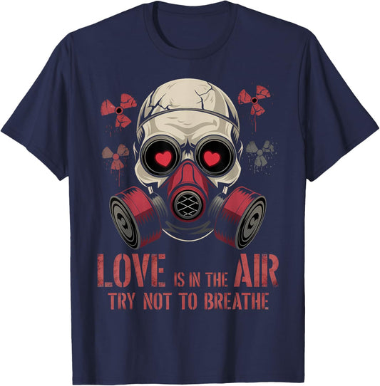 Valentine Skull Gas Mask Love Aesthetic T-Shirt - T-Shirt | Navy