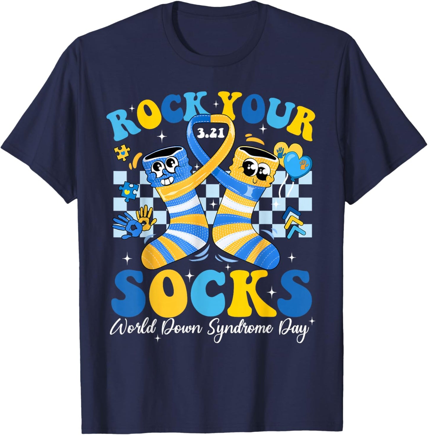 World Down Syndrome Day Rock Your Socks Men Women Kid T-Shirt - T-Shirt | Navy