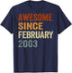 (ON Back) Retro February 2003 23 Years Old 23rd Birthday T-Shirt - T-Shirt | Navy