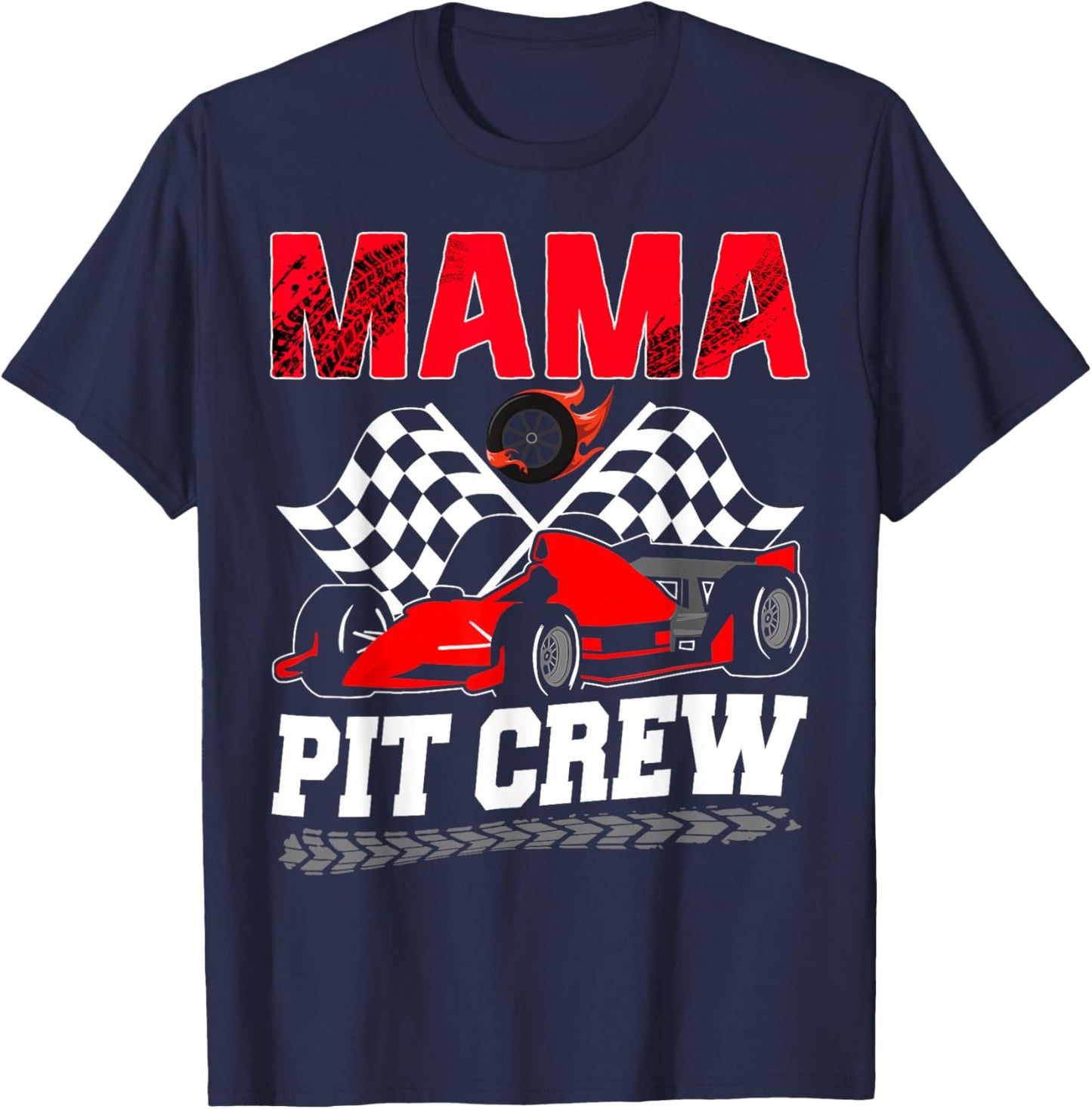 Mama Pit Crew Racing Family Race Car Birthday Boy T-Shirt - T-Shirt | Navy