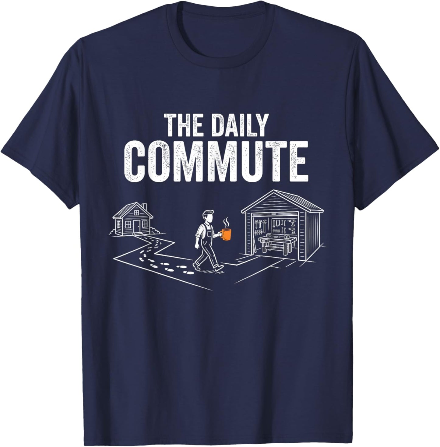 Funny The Daily Commute Funny Woodworker Carpenter T-Shirt - T-Shirt | Navy