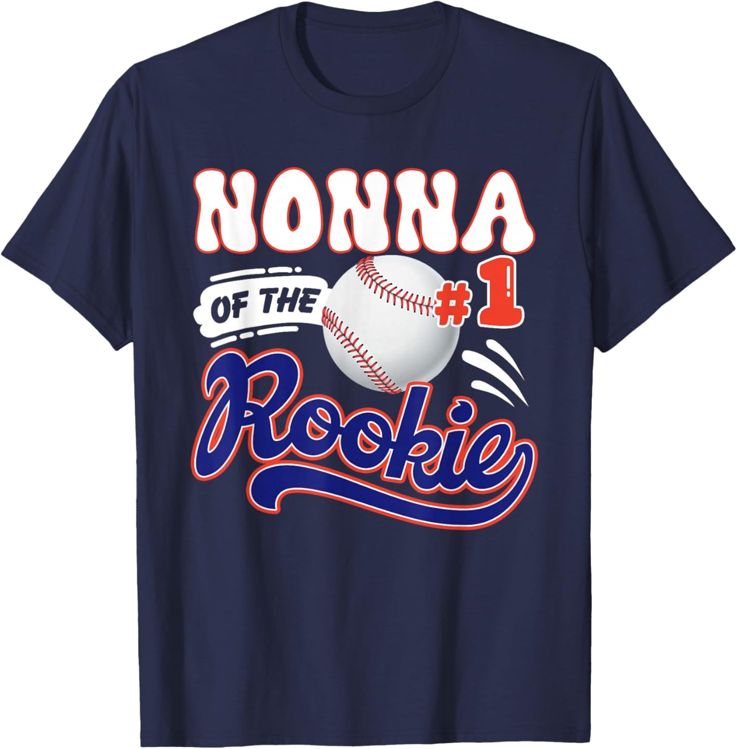 Nonna Rookie of Year 1st Birthday Baseball Theme Matching T-Shirt - T-Shirt | Navy