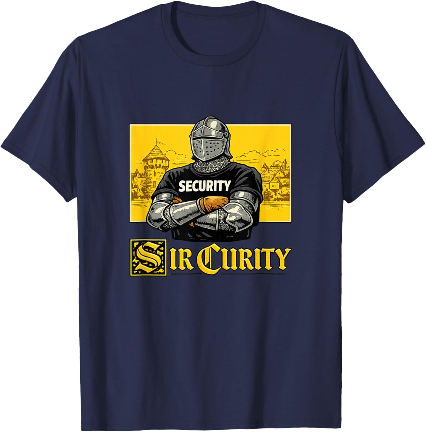 Sir Curity Funny Security Gen Z Meme Brainrot Medieval Joke T-Shirt - T-Shirt | Navy