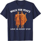 Retro Peace Walking Monks & Dog Minimalist Zen Art T-Shirt - T-Shirt | Navy