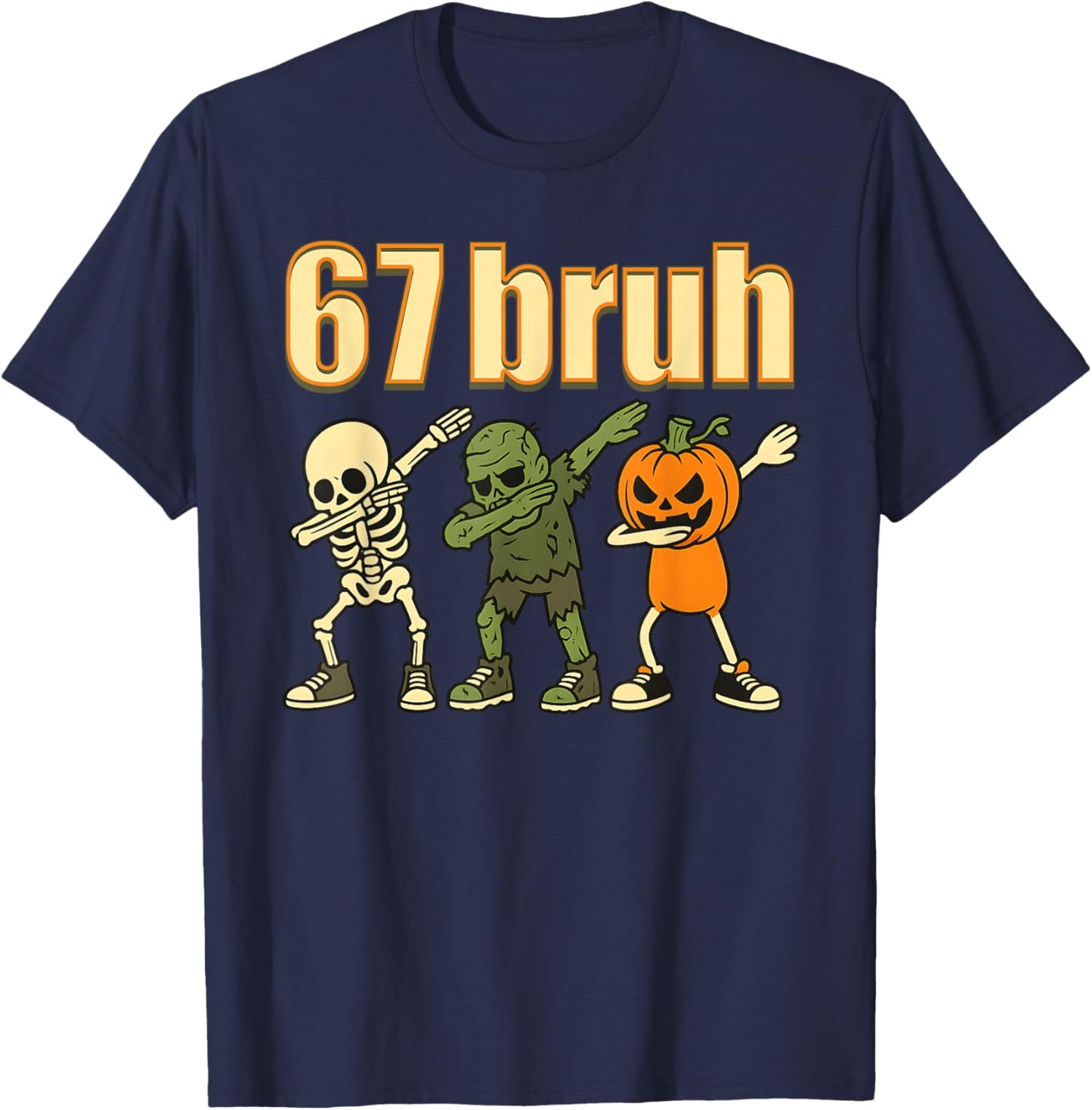 67 Halloween Bruh Funny Brainrot Meme Six Seven Boys Kids T-Shirt - T-Shirt | Navy