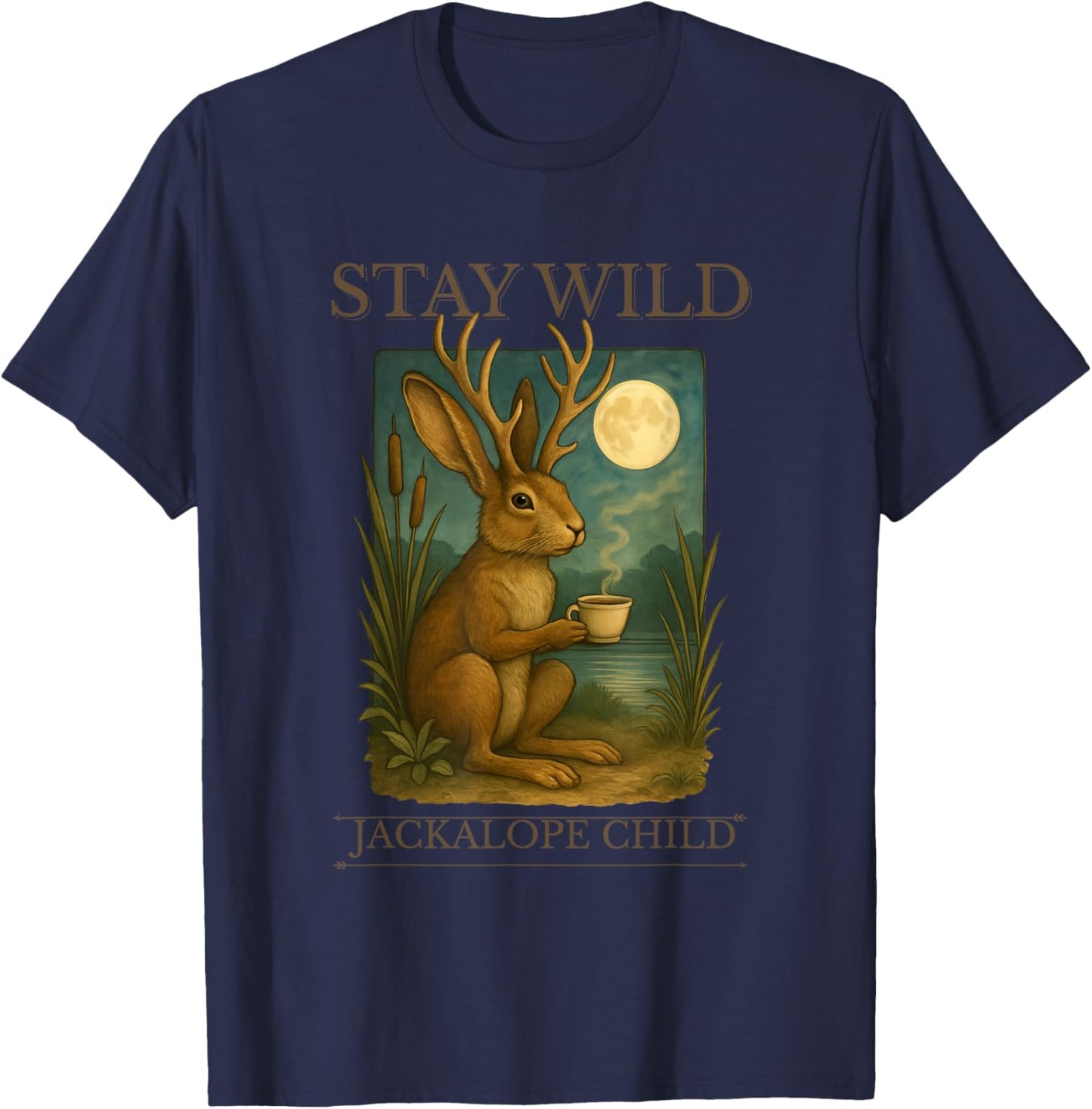 Stay Wild Jackalope Child T-Shirt - T-Shirt | Navy
