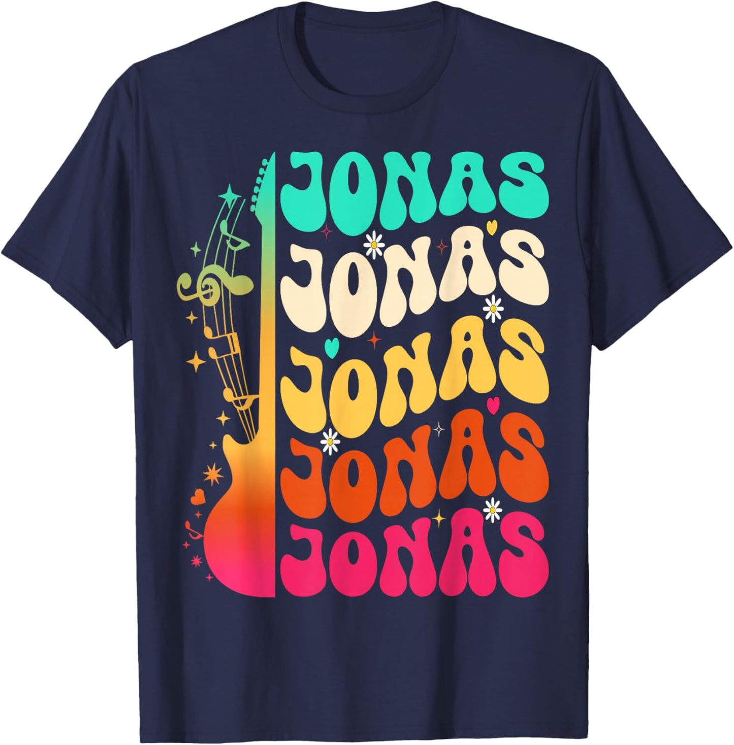 Retro Jonas First Name I Love Jonas 80's Groovy T-Shirt - T-Shirt | Navy