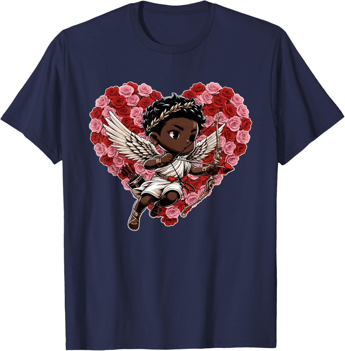 Cute Black African American Cupid Shirt Decor Boys Girls Kid T-Shirt - T-Shirt | Navy