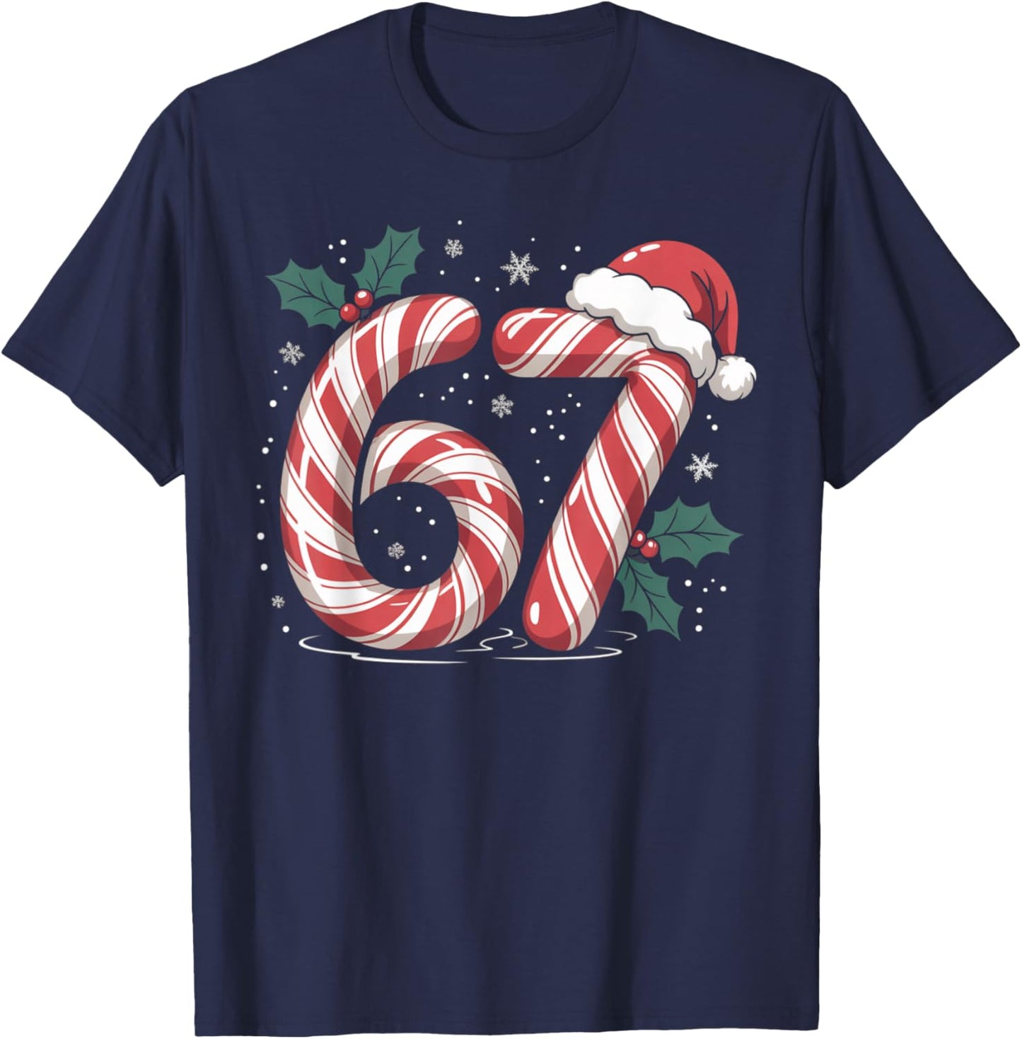 Christmas Candy Cane 67 Meme Funny Boys Girls T-Shirt - T-Shirt | Navy