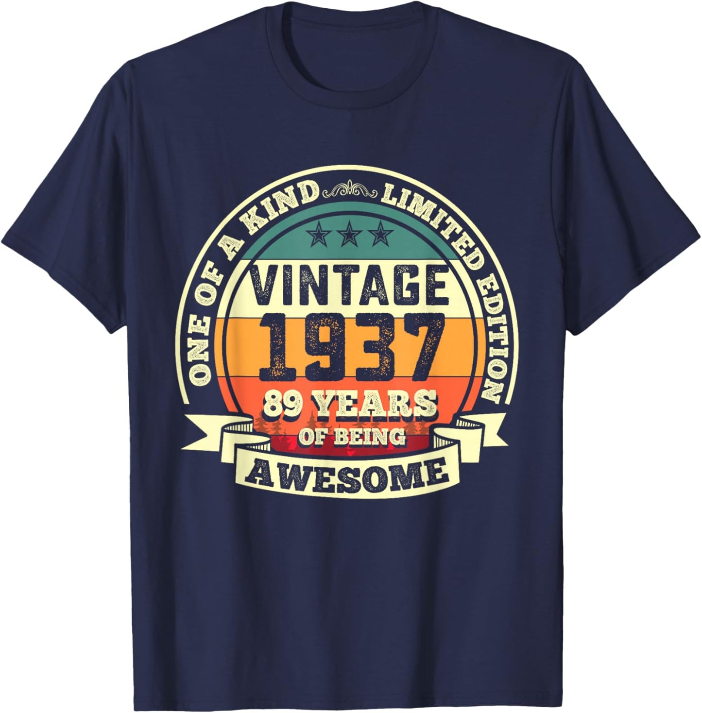 89th Birthday Gift 89 Years of Being Awesome 89 Years Old T-Shirt - T-Shirt | Navy