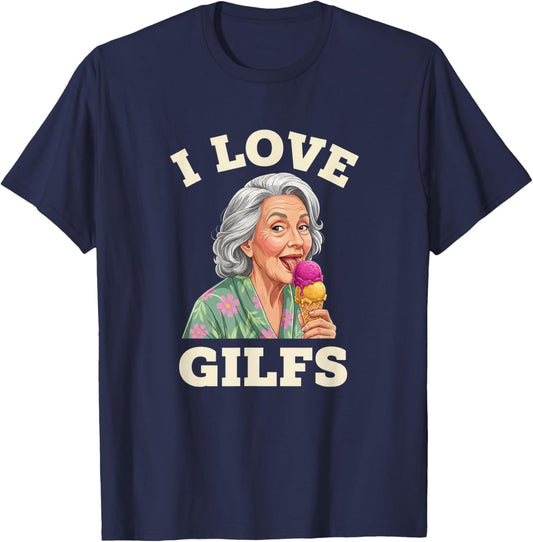 Grandparent I Love GILFS Funny Grandma Ice Cream Design T-Shirt - T-Shirt | Navy