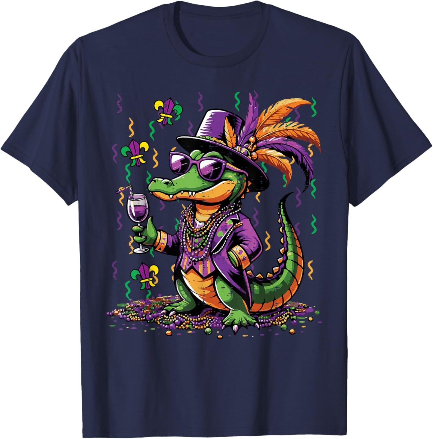 Mardi Gras Alligator Costume Carnival New Orleans Women Men T-Shirt - T-Shirt | Navy