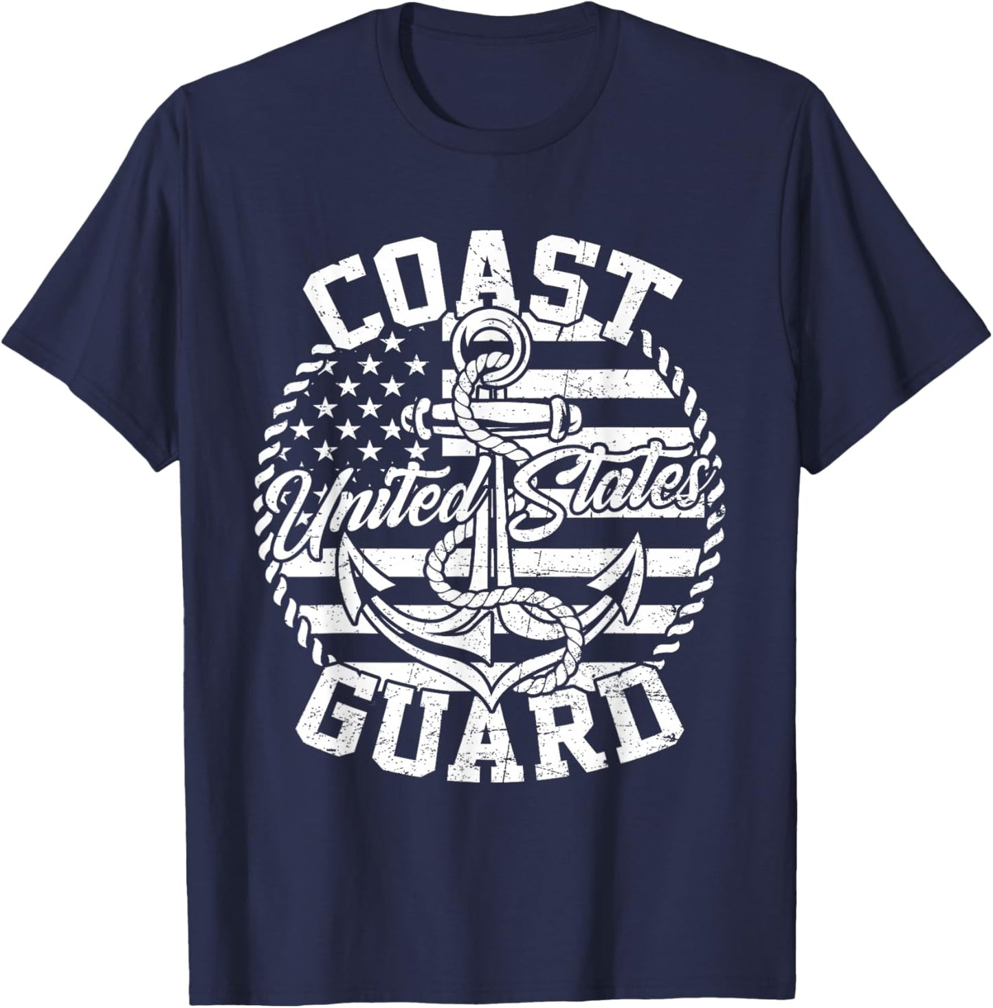 United States Coast Guard USCG Coastie Flag USA Anchor T-Shirt - T-Shirt | Navy