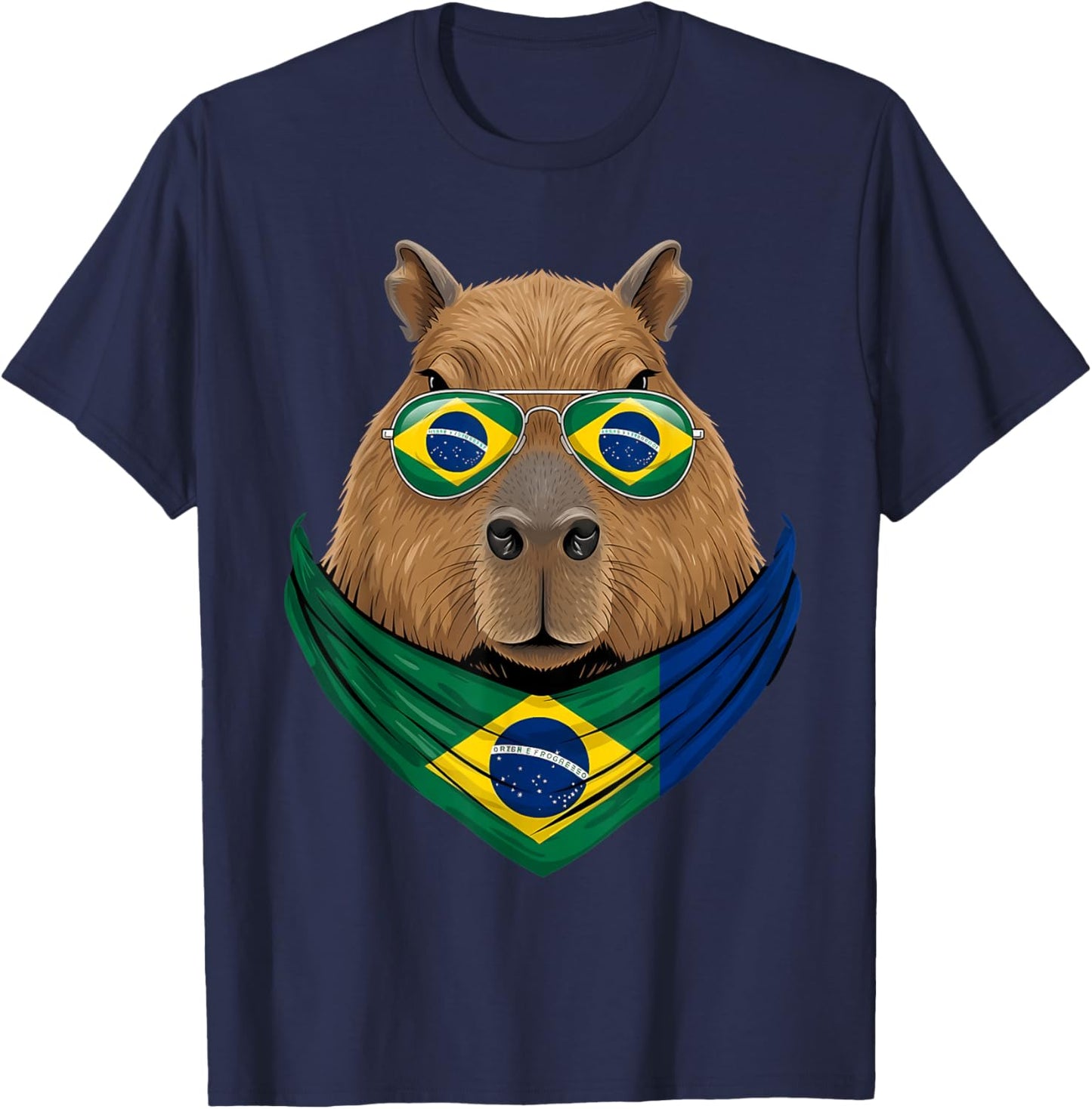 Brasil Flag Capybara Brazilian Pride Brasilian Roots Brazil T-Shirt - T-Shirt | Navy