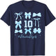 Double Digits Birthday Girl 10th Birthday Coquette Blue Bow T-Shirt - T-Shirt | Navy