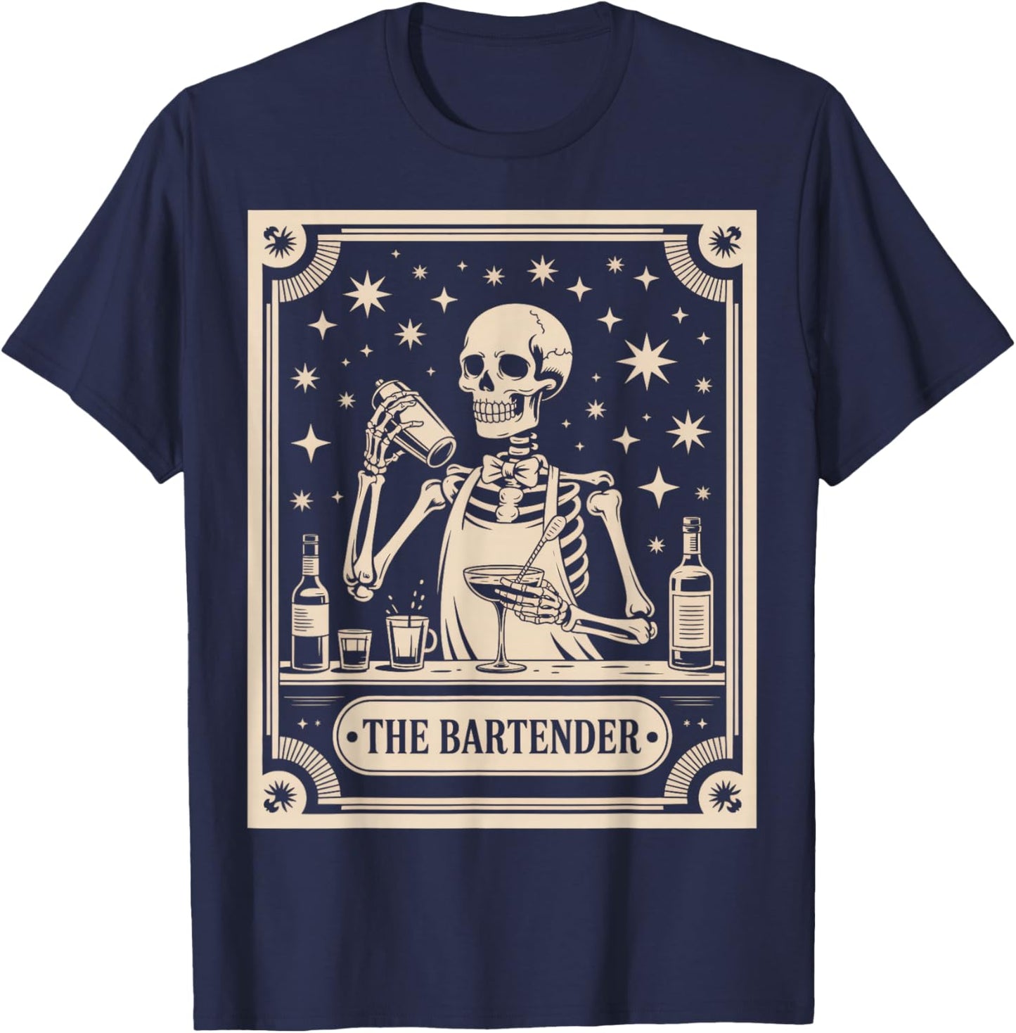 The Bartender Tarot Card Halloween Mixologist Barman T-Shirt - T-Shirt | Navy