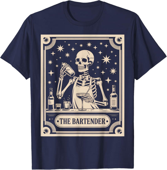 The Bartender Tarot Card Halloween Mixologist Barman T-Shirt - T-Shirt | Navy