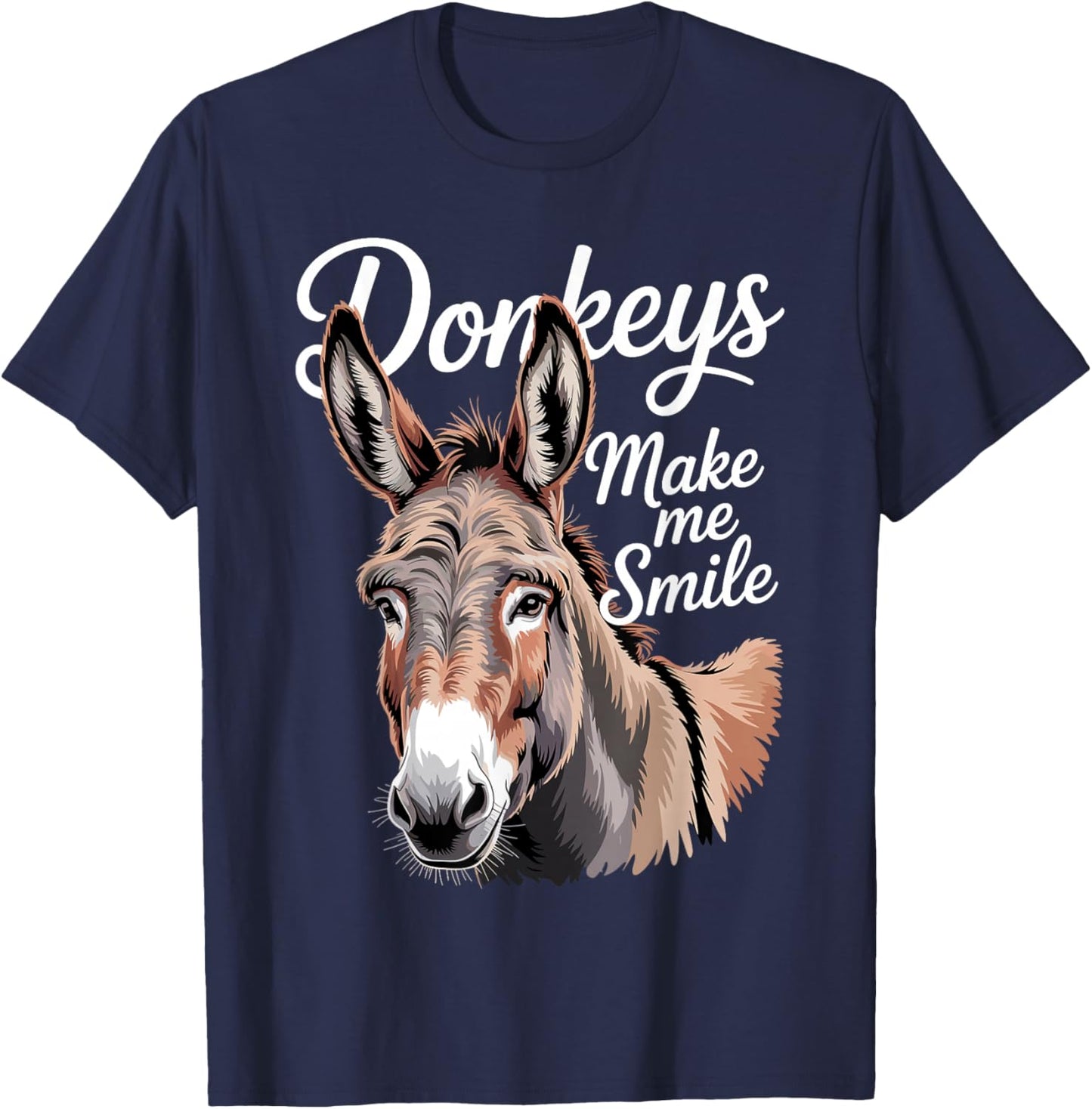 Cute Donkey Art Women Kid Safari Animal Donkey Lover T-Shirt - T-Shirt | Navy