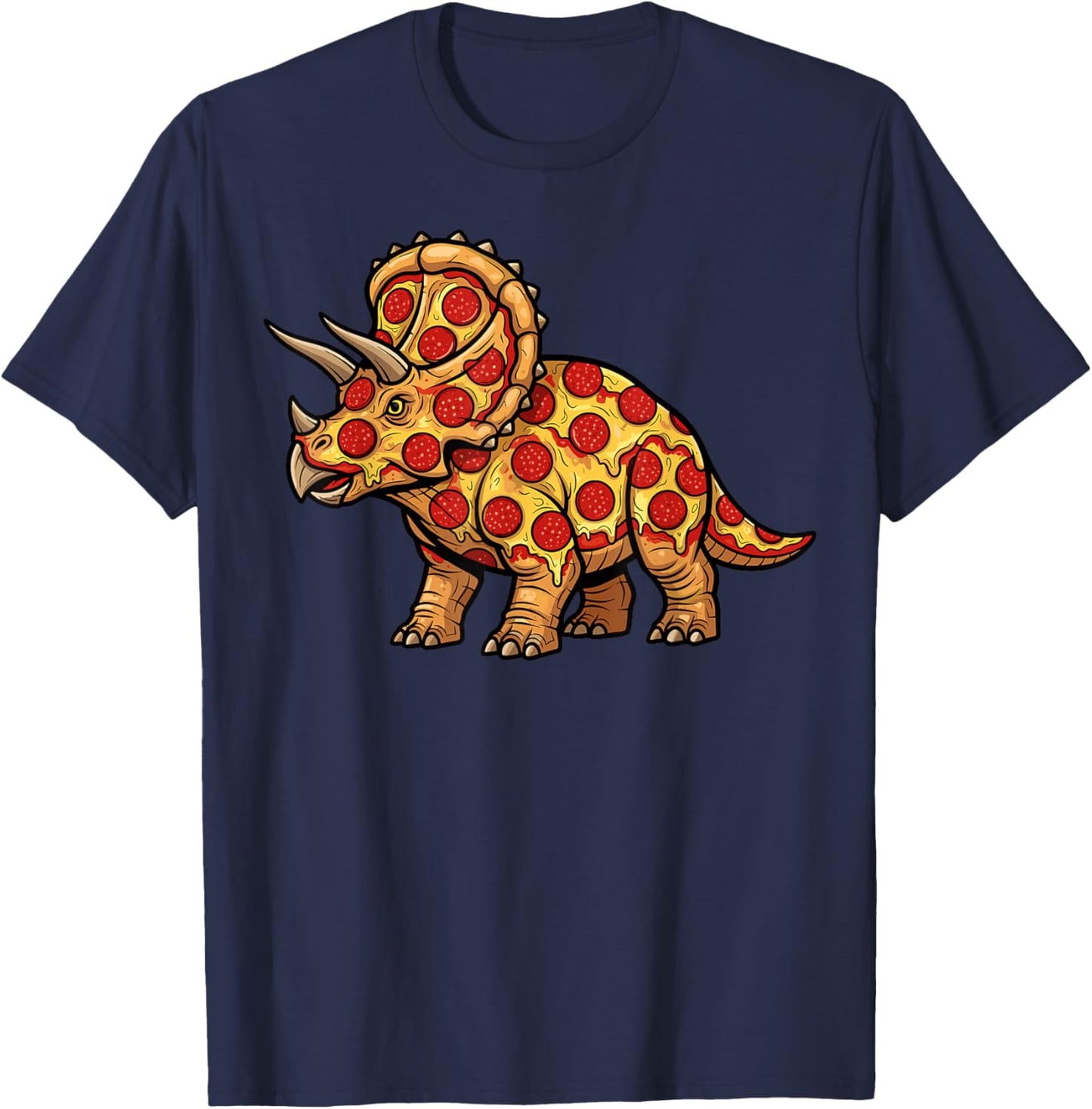 Pizzaceratops Pizza Dinosaur Triceratops Fast Food T-Shirt - T-Shirt | Navy
