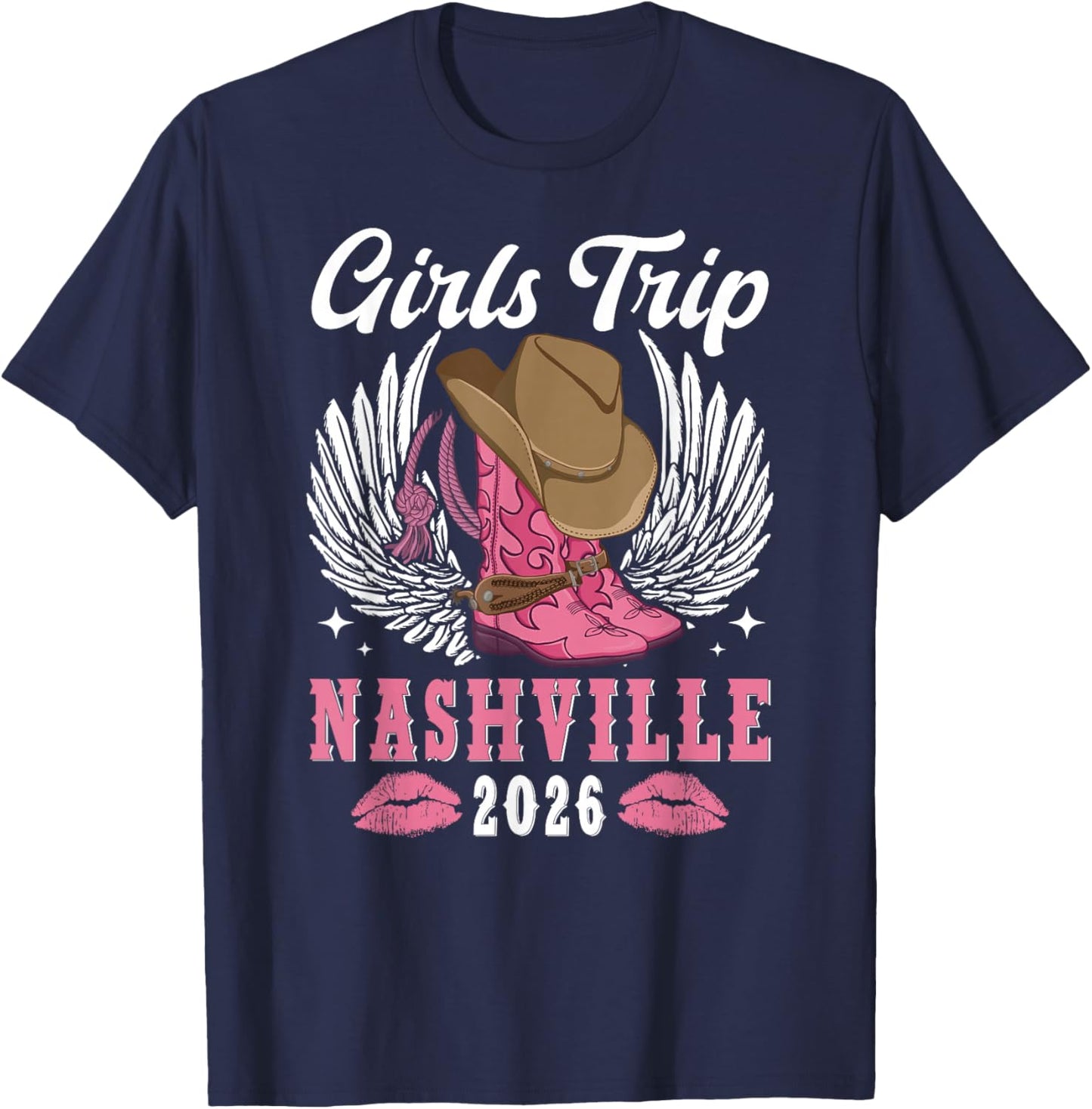 Girls Trip Nashville 2026 Girls Travel Nashville Vacation T-Shirt - T-Shirt | Navy