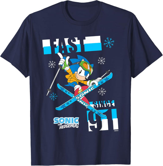 Sonic The Hedgehog - Ski Fast T-Shirt - T-Shirt | Navy