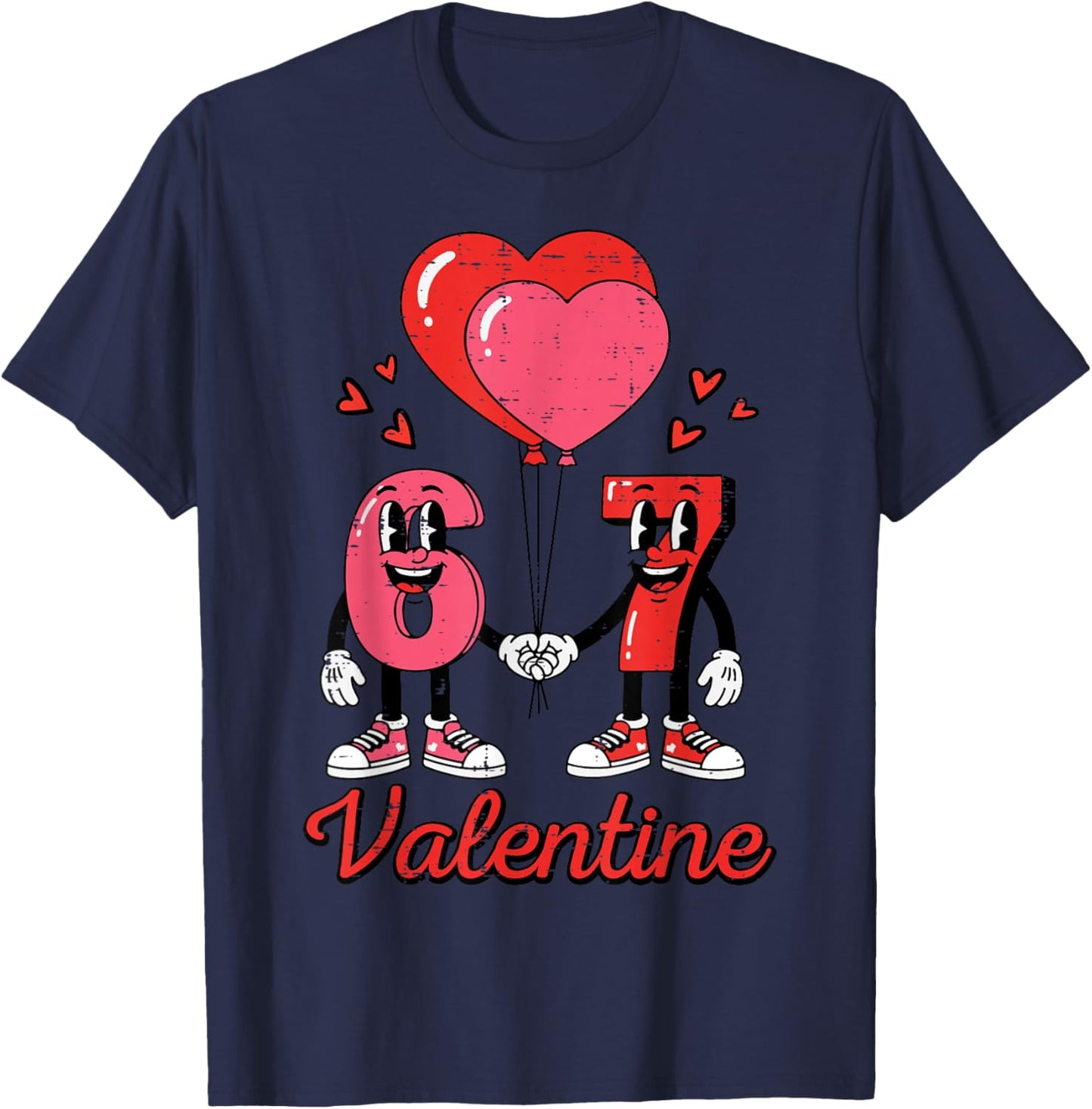 6 7 Valentine Valentines Day 67 Six Seven Kids Boys Youth T-Shirt - T-Shirt | Navy