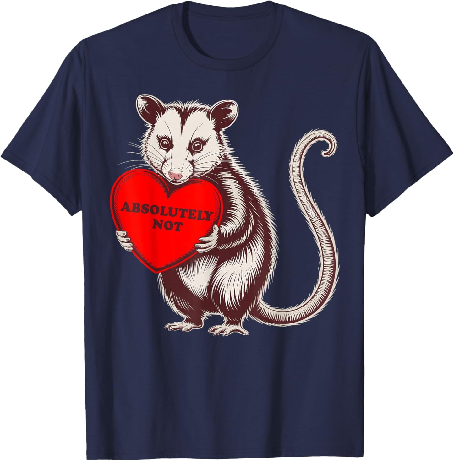 Funny Opossum Absolutely Not Valentine Graphic T-Shirt - T-Shirt | Navy