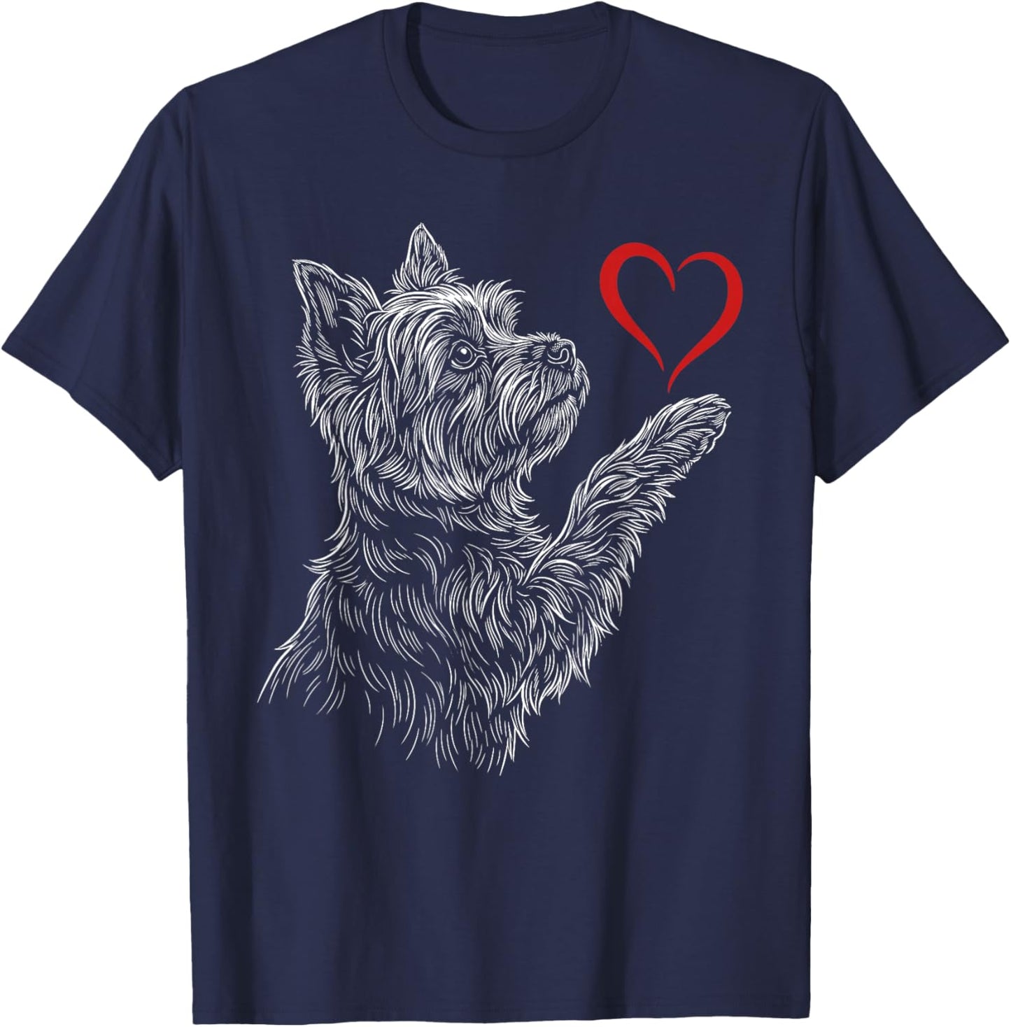 Yorkshire Terrier Lover Dog Yorkie Holding Heart Valentines T-Shirt - T-Shirt | Navy