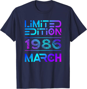 Limited Edition March 1986 Vintage 40. Birthday T-Shirt - T-Shirt | Navy