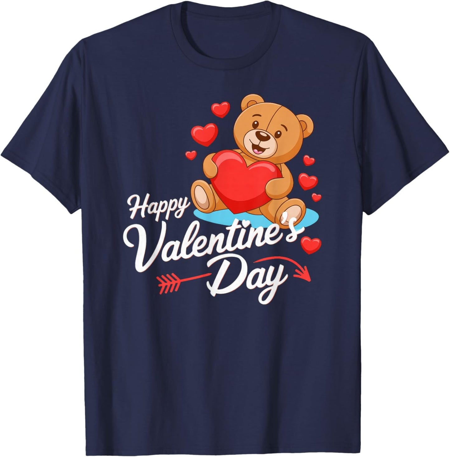 Happy Valentine’s Day Bear hugs Heart T-Shirt - T-Shirt | Navy