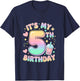 It's My 5th Birthday Bubble Boba Tea Party 5 Year Old Girl T-Shirt - T-Shirt | Navy
