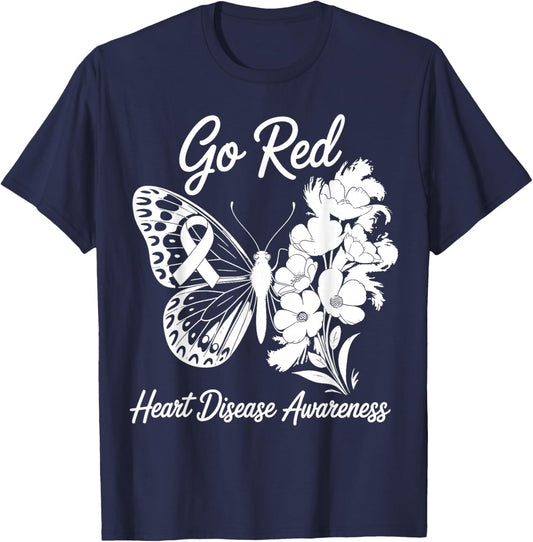 We Go Red Heart Disease Awareness in February Wear Red T-Shirt - T-Shirt | Navy