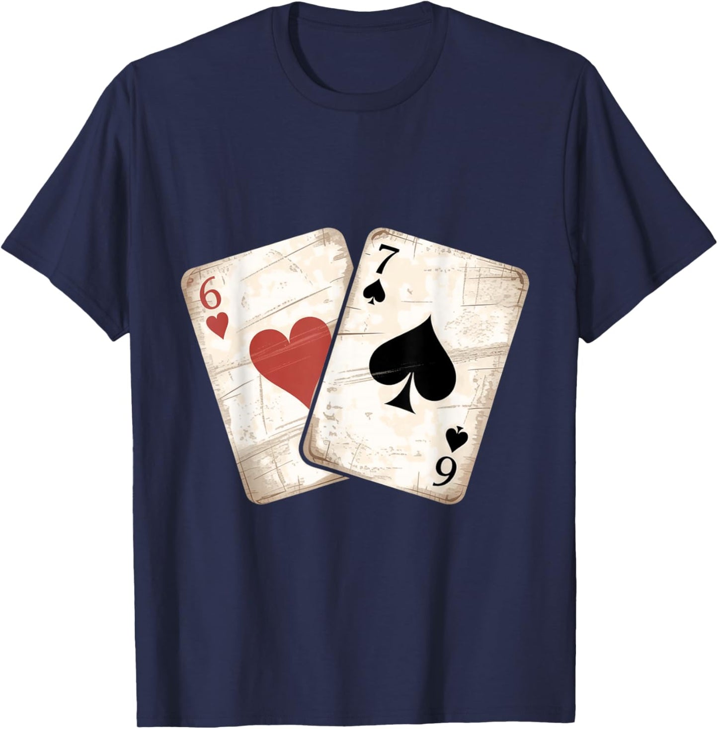 Six Seven Playing Cards Vintage 67 Funny Meme Classic Humor T-Shirt - T-Shirt | Navy