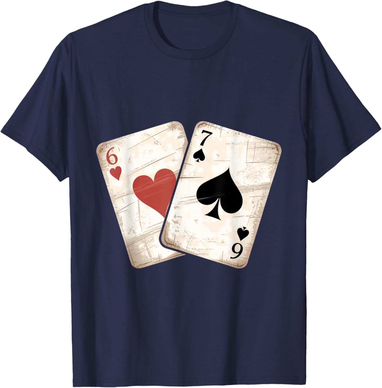 Six Seven Playing Cards Vintage 67 Funny Meme Classic Humor T-Shirt - T-Shirt | Navy